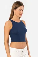 Lacivert Kadın Fitilli Crop T-shirt Türen 3404 Lacivert detay görünüm