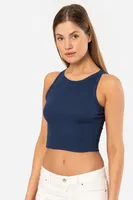 Lacivert Kadın Fitilli Crop T-shirt Türen 3404 Lacivert farklı açı