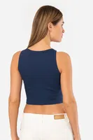Lacivert Kadın Fitilli Crop T-shirt Türen 3404 Lacivert görsel 4