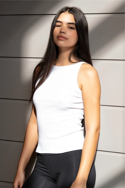 Halter Yaka Fitilli Kadın Atlet Türen 3403 Beyaz