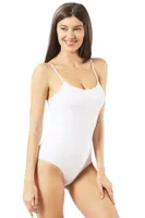 Kadın Pamuklu İnce Askılı Çıtçıtlı Kancalı Body Özkan 0603 Beyaz