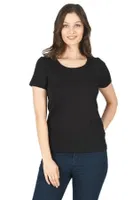 Kadın Pamuklu Kisa Kollu Bisiklet Yaka Esnek Rahat Fanila T-shirt Özkan 25284 Siyah