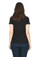 Kadın Pamuklu Kisa Kollu Bisiklet Yaka Esnek Rahat Fanila T-shirt Özkan 25284 Siyah detay görünüm