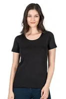 Kadın Pamuklu Kisa Kollu Bisiklet Yaka Esnek Rahat Fanila T-shirt Özkan 25284 Siyah farklı açı