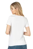 Kadın Pamuklu Kisa Kollu Bisiklet Yaka Esnek Rahat Fanila T-shirt Özkan 25284 Beyaz görsel 5