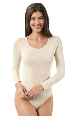 Özkan Kadın Pamuklu Likralı Uzun Kollu Yuvarlak Yaka Kancalı Çıtçıtlı Örme Body Özkan 0600