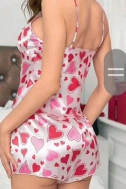 NightLight Kadın Pembe Kalpli Fantezi şortlu Gecelik Takım Night Light 7048 - Alternatif Görünüm