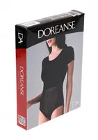 Kadın Tül Detaylı Kısa Kol Siyah Bodysuit Doreanse 12423 Siyah farklı açı