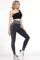 Kadın Yüksek Bel Spor Tayt Miorre 999-ZZ0156 Gri Melanj