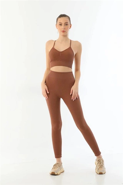 Soft Seamless Ripli Tayt Yoga Takımı MI Emay 3921