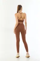 Soft Seamless Ripli Tayt Yoga Takımı MI Emay 3921 Kahve detay görünüm
