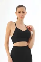 Soft Seamless Ripli Tayt Yoga Takımı MI Emay 3921 Siyah görsel 6