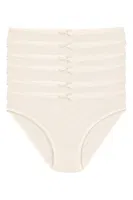 Kalpli Ekru 6'lı Paket Pamuk Kadın Bikini Külot Yıldız 3577 Ekru