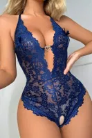 Kalpli Açık Detaylı Fantazi Dantel Kadın Body Mavi For Dreams 8459 Mavi detay görünüm