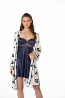 Kalpli Saten Emprime Gecelik Sabahlık Takım Pierre Cardin 2406 
