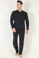 KANZ 2 Parça Erkek Soft Doğal Pamuk Pijama Takımı Miorre 014-000008 Lacivert görsel 5