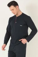 KANZ 2 Parça Erkek Soft Doğal Pamuk Pijama Takımı Miorre 014-000008 Lacivert görsel 6