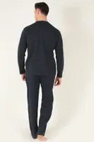 KANZ 2 Parça Erkek Soft Doğal Pamuk Pijama Takımı Miorre 014-000008 Lacivert görsel 8