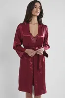 Kaplı Saten Dantelli Gecelik Sabahlık Takımı Pierre Cardin 4050  Bordo görsel 21