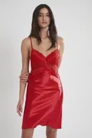 Kaplı Saten Dantelli Gecelik Sabahlık Takımı Pierre Cardin 4050  Kırmızı görsel 4
