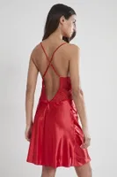 Kaplı Saten Dantelli Gecelik Sabahlık Takımı Pierre Cardin 4050  Kırmızı görsel 5