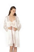 Kaplı Saten Dantelli Gecelik Sabahlık Takımı Pierre Cardin 4050  görsel 11
