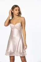 Sırt Dekolteli Kaplı Saten Dantelli Gecelik Sabahlık Takımı Pierre Cardin 4075 Pudra görsel 9