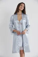Sırt Dekolteli Kaplı Saten Dantelli Gecelik Sabahlık Takımı Pierre Cardin 4075 görsel 4