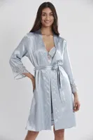 Sırt Dekolteli Kaplı Saten Dantelli Gecelik Sabahlık Takımı Pierre Cardin 4075 detay görünüm