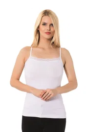 Donex Kare Yaka Dantel İşlemeli İp Askılı Basic Kadın Atlet Donex 2011 