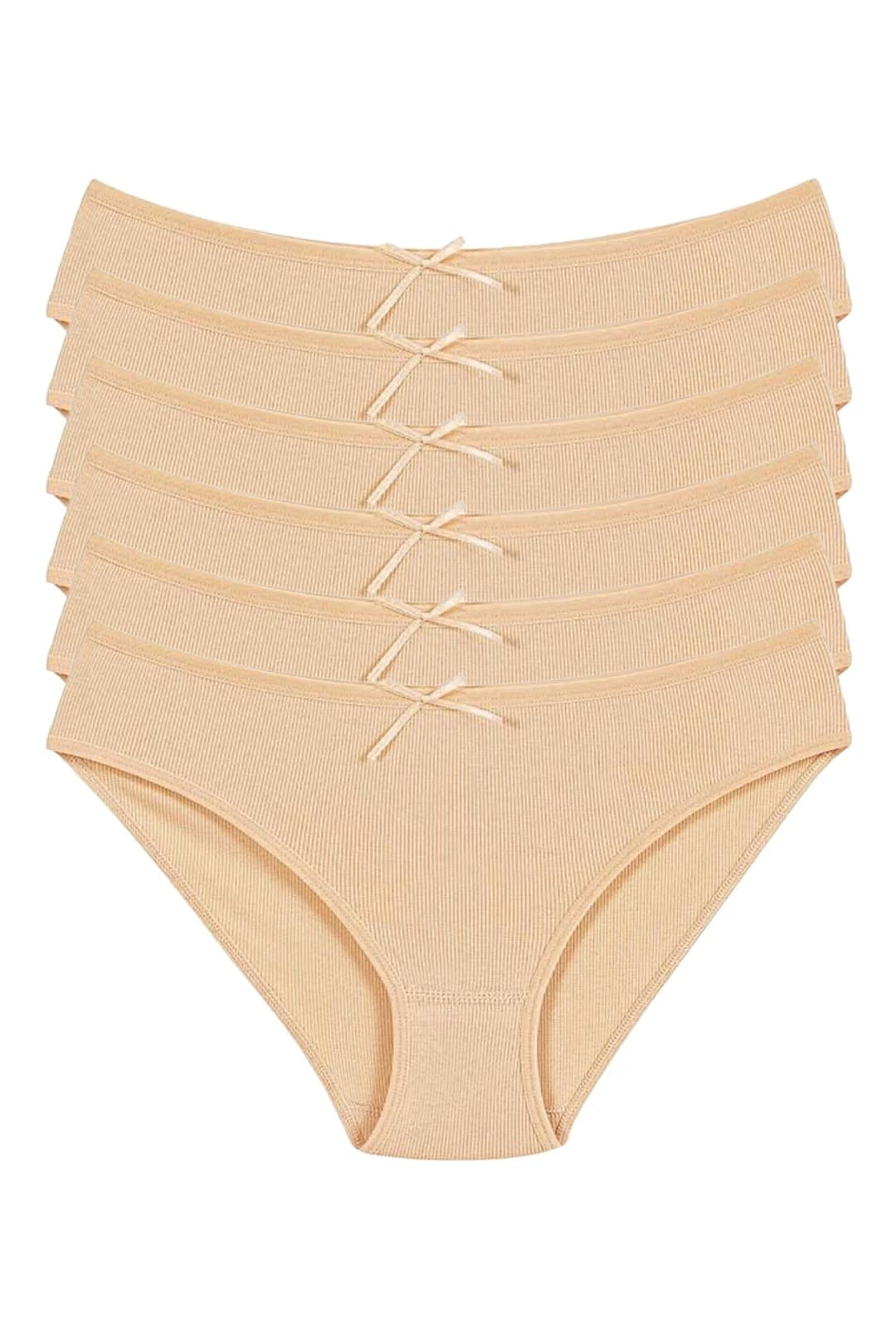 Kaşkorse Ten 6'lı Paket Likralı Kadın Bikini Külot Yıldız 3551