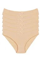 Kaşkorse Ten 6'lı Paket Likralı Kadın Bikini Külot Yıldız 3551 Ten
