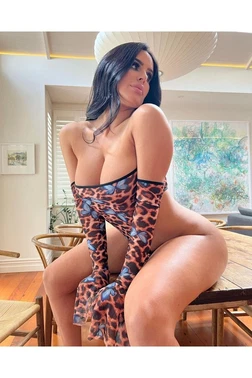 NightLight Kelebek Desenli Leopar Fantazi Babydoll Nightlight 3506