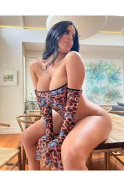 NightLight Kelebek Desenli Leopar Fantazi Babydoll Nightlight 3506