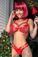 Kırmızı Deri Püsküllü Fantazi Harness missisX 2132 Kırmızı