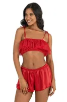 Kırmızı Saten Şort Takım Ahu Lingerie Primoda 9206 Kırmızı