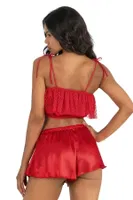 Kırmızı Saten Şort Takım Ahu Lingerie Primoda 9206 Kırmızı detay görünüm