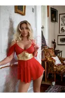 Kırmızı Seksi Midi Elbise NightLight 1069 Kırmızı