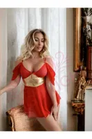 Kırmızı Seksi Midi Elbise NightLight 1069 Kırmızı farklı açı