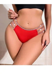 Lily Bianca Kırmızı Simli Şerit Detaylı Külot 1037
