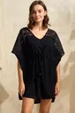 Kısa Kol V Yaka Viskon Düz Yazlık Mini Dantelli Pareo Anıl 5760