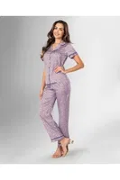 Kısa Kollu Düğmeli Lacivert Pijama Takımı AhuLoriva 1830 Lacivert