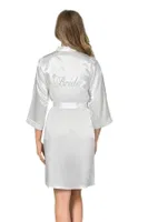 Kısa Saten Bride Sabahlık Ahu Lingerie 7600 Beyaz detay görünüm