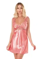 Kısa Saten Gecelik Mercan Ahu Primoda 8108 Pembe