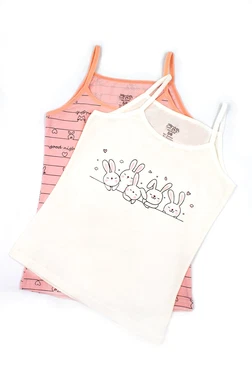 Öts İç Giyim Kız Çocuk Atlet Likralı Ekru Somon Kedi Serili ÖTS 8152 - 6 ADET