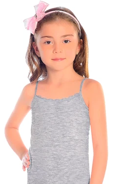 Öts İç Giyim Kız Çocuk Atlet Likralı Ince Askılı Siyah & Gri ÖTS 8043 - 6 ADET - Alternatif Görünüm