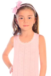 Öts İç Giyim Kız Çocuk Atlet Ribana Kalin Askili Jakarli Desen ÖTS 8014 - 6 ADET