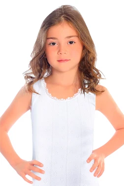 Öts İç Giyim Kız Çocuk Atlet Ribana Kalin Askili Jakarli Desen ÖTS 8014 - 6 ADET - Alternatif Görünüm