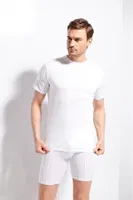 Kolcu Erkek Ribana Bisiklet Yaka Beyaz T-shirt %100 Pamuklu Premium Kolcu 1210 Beyaz farklı açı