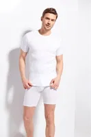 Kolcu Erkek Ribana Bisiklet Yaka Beyaz T-shirt %100 Pamuklu Premium Kolcu 1210 Beyaz görsel 4